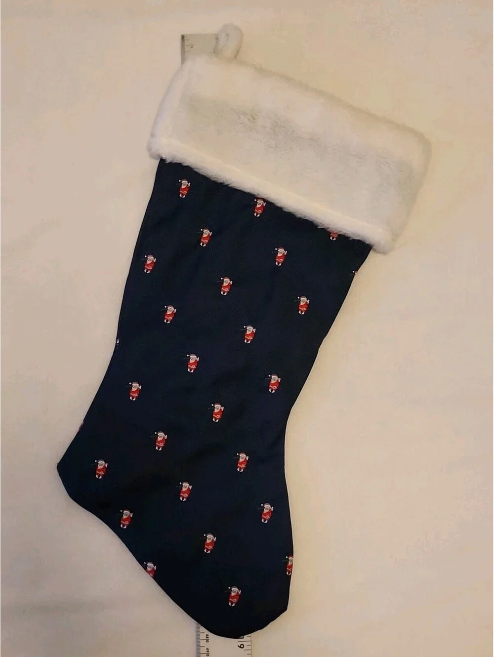 VTG Alynn Neckwear OS Christmas Stocking Embroidered Santa Claus Golfing